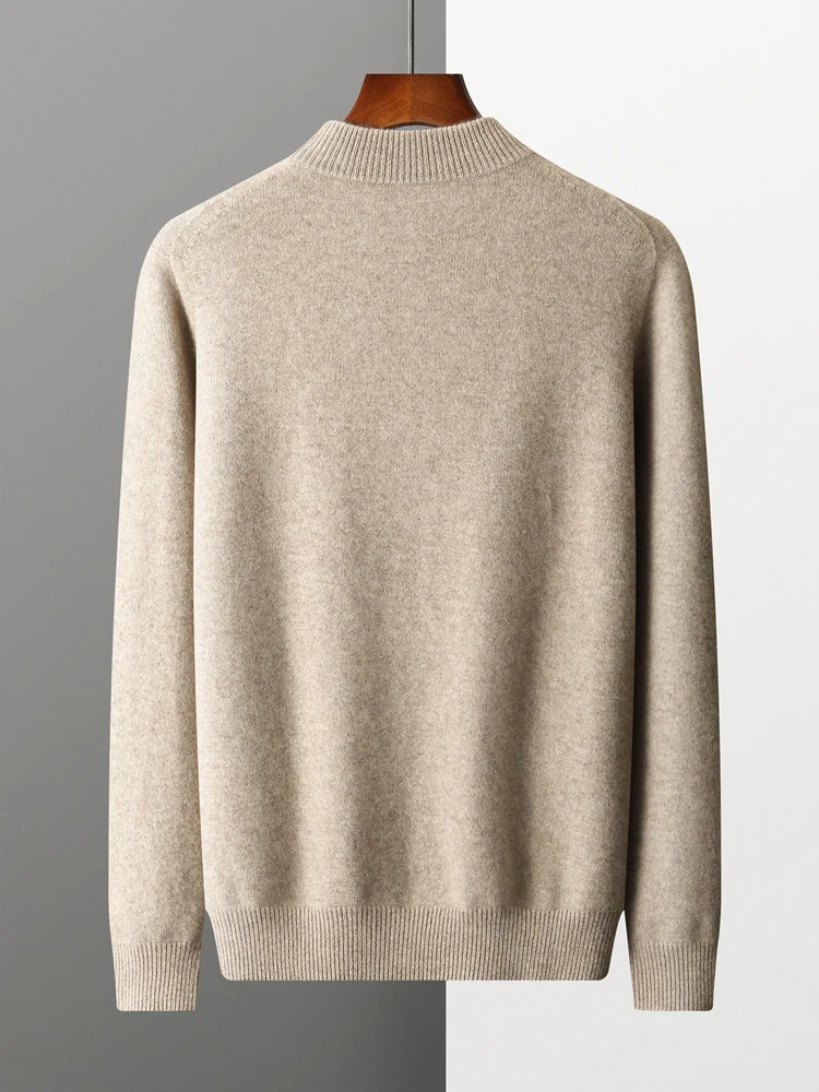 Men's Thick 100% Cashmere Sweater Mock Neck Basic Pullover Autumn Winter Smart Casual Cashmere Knitwear Soft Warm Clothing Tops 3