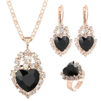 Jewelry Sets Women Wedding Jewelry Set for Brides Gold-Color Zirconia Earring Pendant Necklace Ring Sets 1