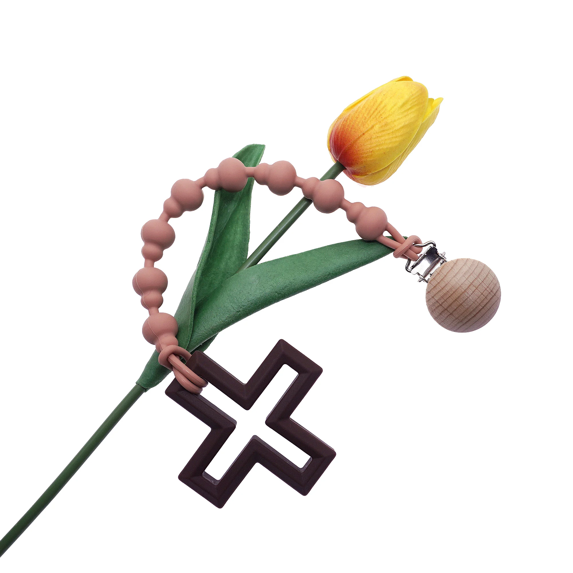 Beech Wood Silicone Bead Pacifier Clip Dummy Chain Holder Newborn Soother Chains Nipple Holder For Babies Teething Toy Baby Chew