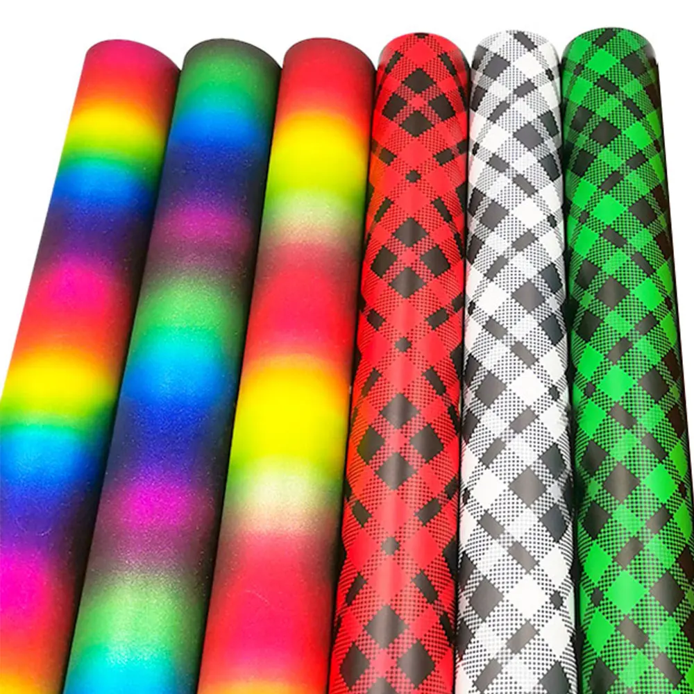12in x 10in 6Pcs Bundle Check Rainbow Adhesive Vinyl Craft Sheets Cut Film DIY Letter Patterns For Cards Gifts Cup Xmas Decor