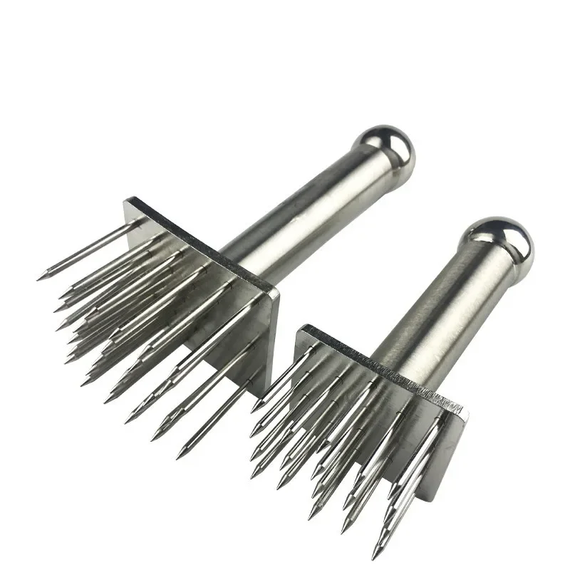 Stainless Steel Meat Needles Meat Hammer Pounders Wooden Handle Profession Tenderizer For Beef Tender Steak Kitchen Tools meat tenderizer meat hammer