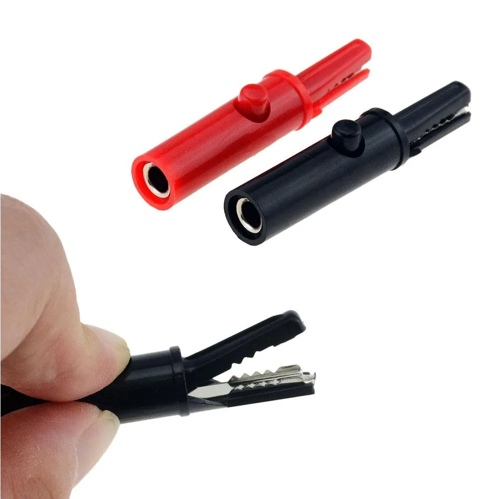 50mm Crocodile Clamp Probe Alligator Clip Alligator DIY Clips Test Probe Black Red Color Socket Cable Insulated Electric Clips