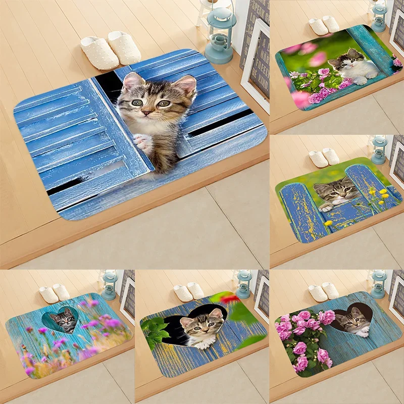 Cute-Cat-Kitty-Pattern-Pet-Shop-Home-Decor-Doormat-Kitchen-Bath ...