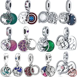 925 Sterling Silver Classic Colored Zircon Double Ring Series Charms Fit Original Pandora Bracelets Bangle Making Women Jewelry
