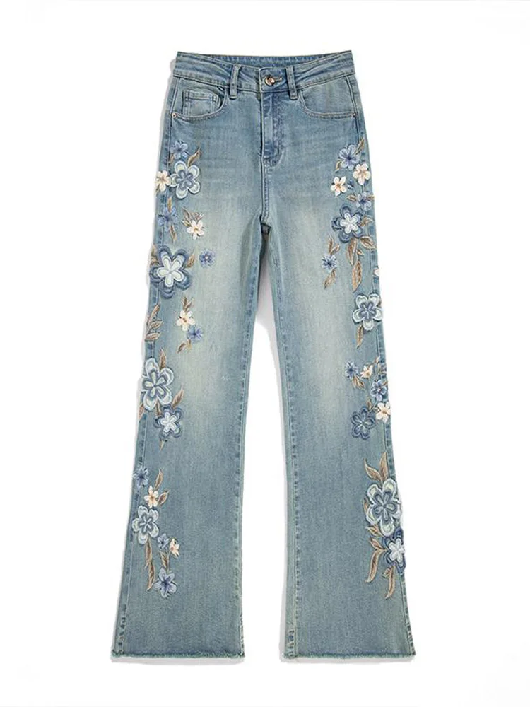 デニム・ジーパン Denim Jeans With Flower Motif Sa770de0fb7c74e87a962d7b8b28c3