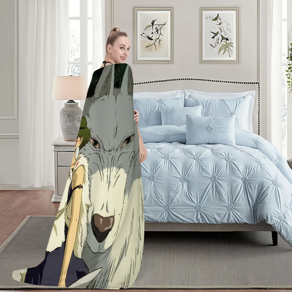 Warm Soft Plush Nap M-MiyazakIs Blankets Sofa p-Princess for m-Mononoke Living Room Office Bedroom Home Travel anime Kid Gifts 4