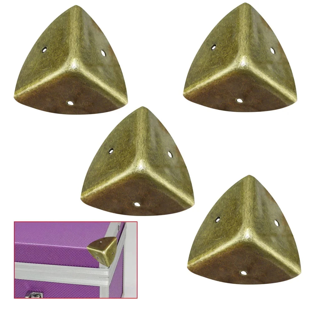 4pcs Metal Corner Angle Brace Protector Vintage Jewelry Box Trunk Decorative Corner Protectors Wooden Case Edge Protector