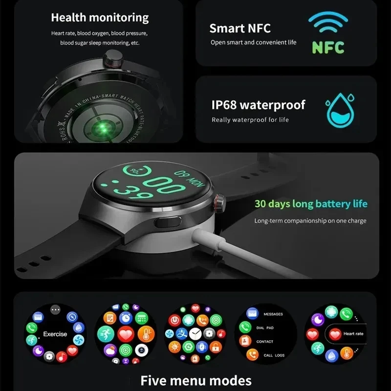 ȭ GT4  Ʈ ġ  NFC GPS , AMOLED 360*360 HD ȭ, ɹڼ  ȭ Ʈġ, IP68, 2024 ǰ
