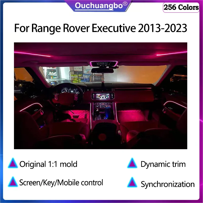 

Ouchuangbo атмосферная лампа для Range Rover 2013-2023, динамическая, волшебная, 256 цветов, управление мобильным устройством, внешнее освещение автомобиля