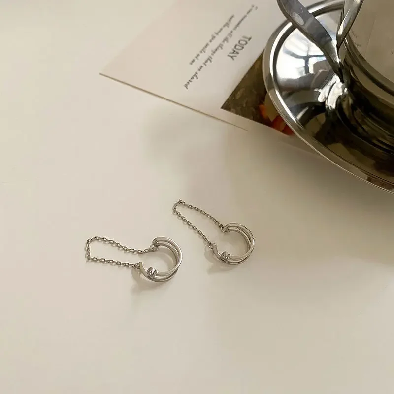 Ear Clip Earrings 1 Pcs Double Layers Crystal Tassel Earcuff Fake Piercing Ear Cuff Clip on Earrings for Women Jewelry