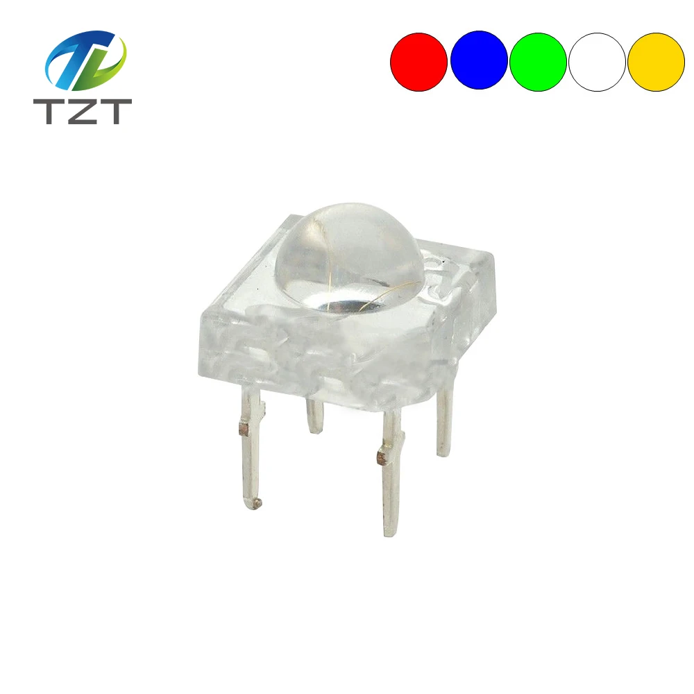 10Pcs 5mm LED Diode White Red Green Amber Clear 4-pins Piranha