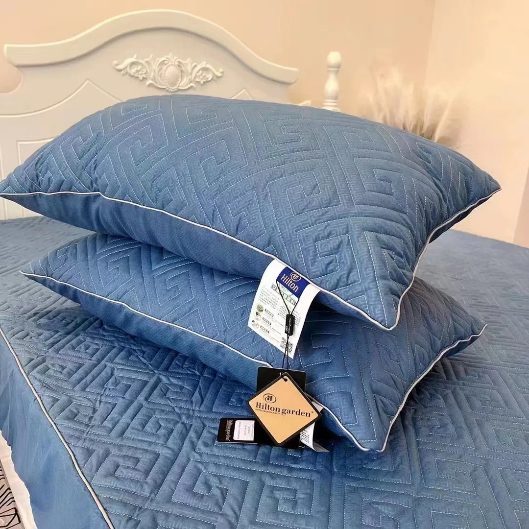 Almohada de plumas de algodón lavado con núcleo de hotel de cinco estrellas, súper suave, de alto rebote, lavable, para el cuello, para una sola persona, para adultos