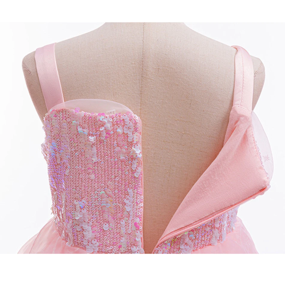 Girl Princess Dress Magic Bad Witch Cosplay Glinda Pink Dress Girls Show Wedding Gown Halloween Role Play Costume Festive Frocks