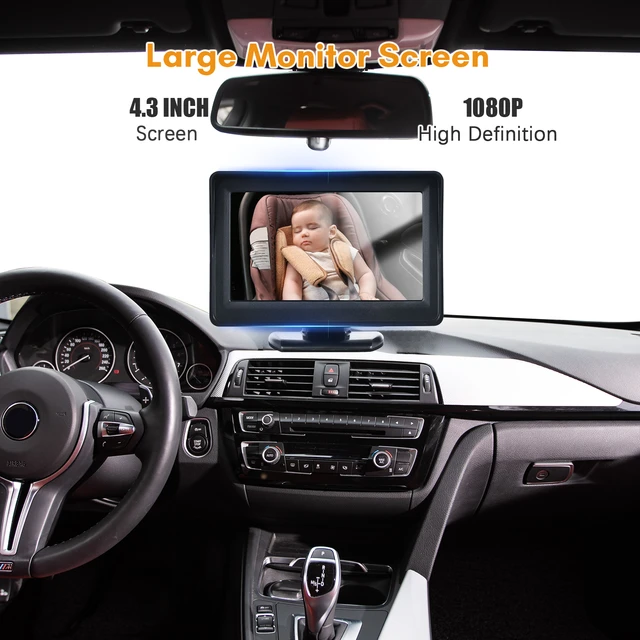 Moniteur pour bébé 1080P haute définition, caméra pour siège arrière 5  pouces, affichage miroir pour siège de voiture, Vision nocturne à 150 ° -  AliExpress