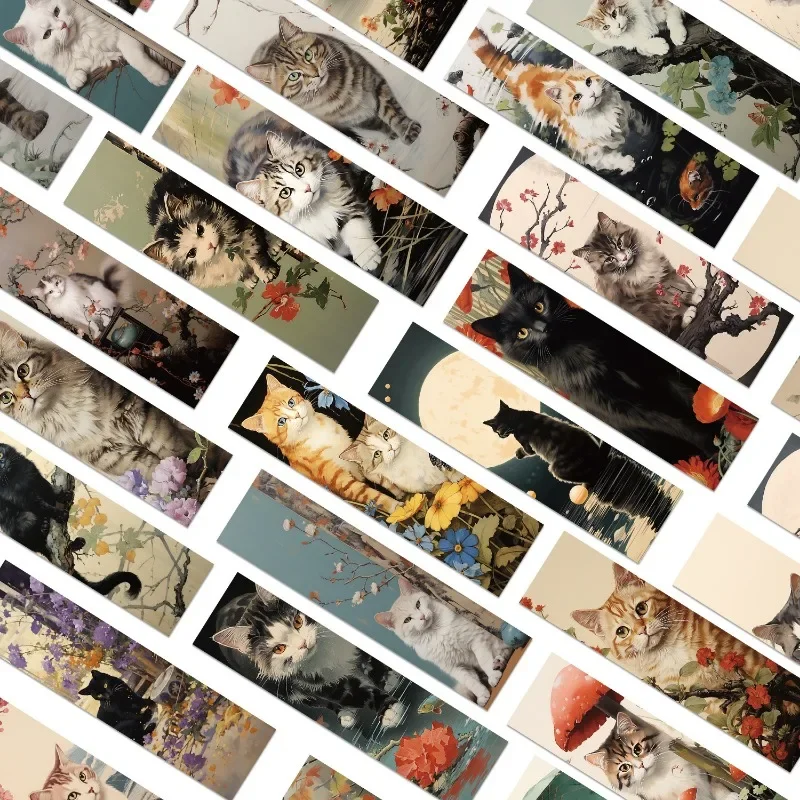 30pcs Japanese cat bookmark Cartoon cute animal decoration Reading page mark Book mark page holder Student supplies Message card