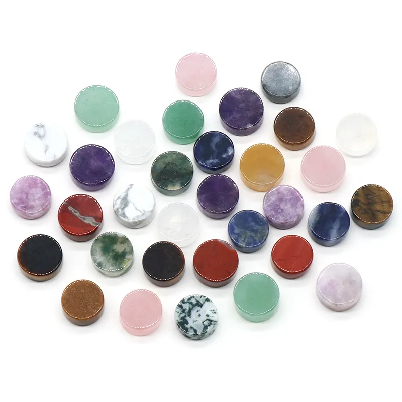 20pcs Natural Healing Crystal Stone Button Shape  Loose Bead Gemstones Amethyst Quartz Room Ornament