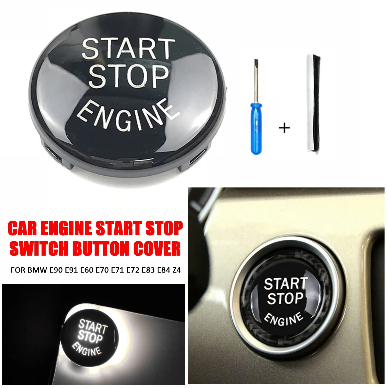 

New Car Engine START Button Replace Cover STOP Switch Accessory Key Decor for BMW E90 E91 E60 E70 E71 E72 E83 E84 Z4