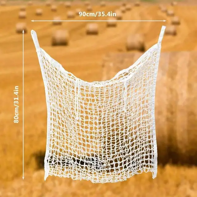 2Pcs Slow Feed Hay Nets for Horses, 31.4" * 35.4" Horse Feed Bag with Large Capacity and Small Opening for Horse Goat Feeder Full Day