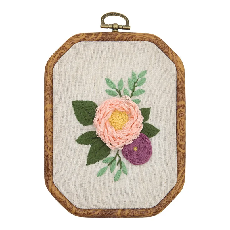 DIY Embroidery Kit with Retro Hoop Flower Pattern Printed Cross Stitch with Frame Handmade Sewing Art Craft Gift Home Decoration images - 6