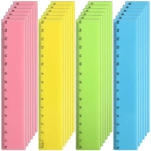 30 Pack Clear Plastic Rulers 12 Inch,Transparent Assorted Color Metric Bulk  Rule