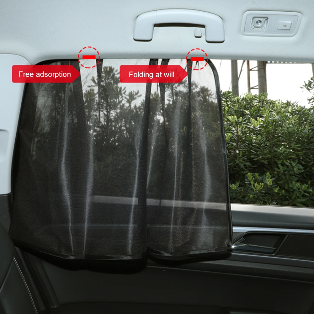 Magnetic Auto Black UV Protection Film with Small Hole Black Side Window Sunshade Cover 10 Magnets Side Glass Mesh Sunshades 2