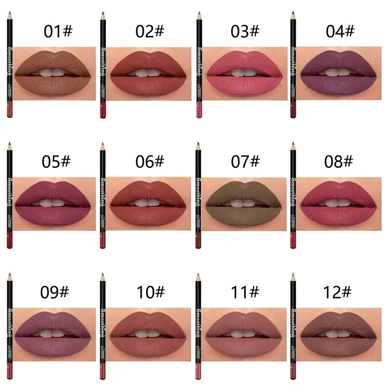 12 Color Matte Lipliner Pencil Long-Lasting Waterproof Plumping Stain Lipstick Natural Brown Lip Liner Professional Makeup 3
