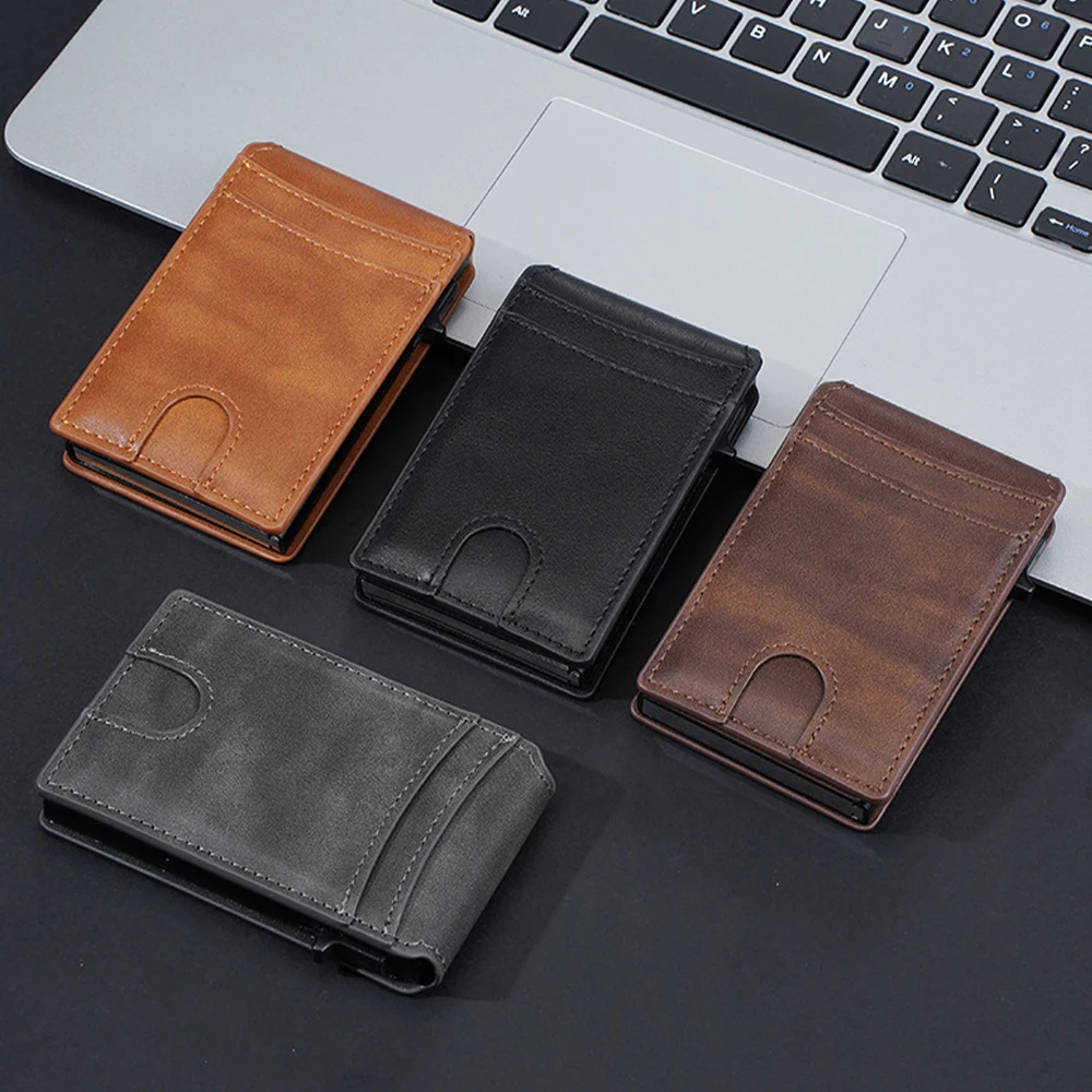 Baellerry Men's Rfid Ultra-Thin Short Wallet Lightweight Design Business Simple Card Holder Can Hold Multiple Bank Cards