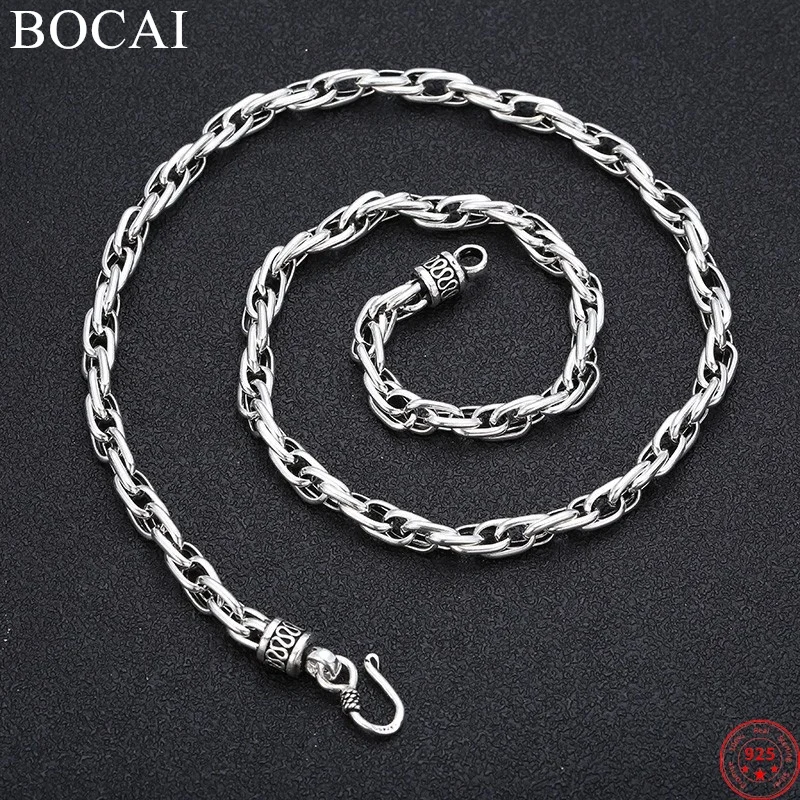 

Ожерелье BOCAI S925 из стерлингового серебра с подвесками для мужчин и женщин, новая мода, 6 мм, 9 мм, три круга, о-цепь, ювелирные изделия в стиле панк, бесплатная доставка