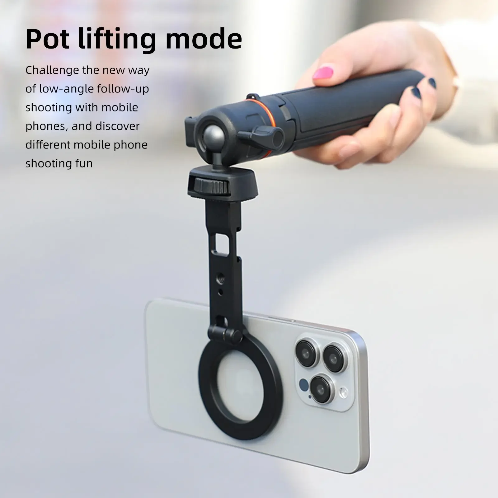 Magnetic Phone Holder Stand with Cold Shoe and Tripod Mount for Desktop Live Streaming & Vlogging