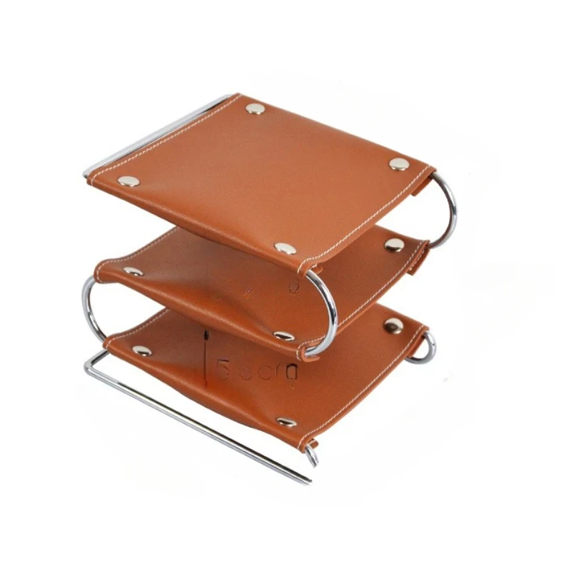 

Storage Shelves Nordic Iron Desktop 3-Layer Leather Removable Stand Gate Tray Key Simplicity Organization Racks 18x14.5x14cm
