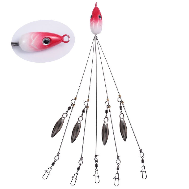 Mosodo Alabama Rigs Fishing Lures Umbrella Rig 5 Arms with Snap Swivel  Spinner Lead Jig Head Artificial Bait Bass Fishing Tackle