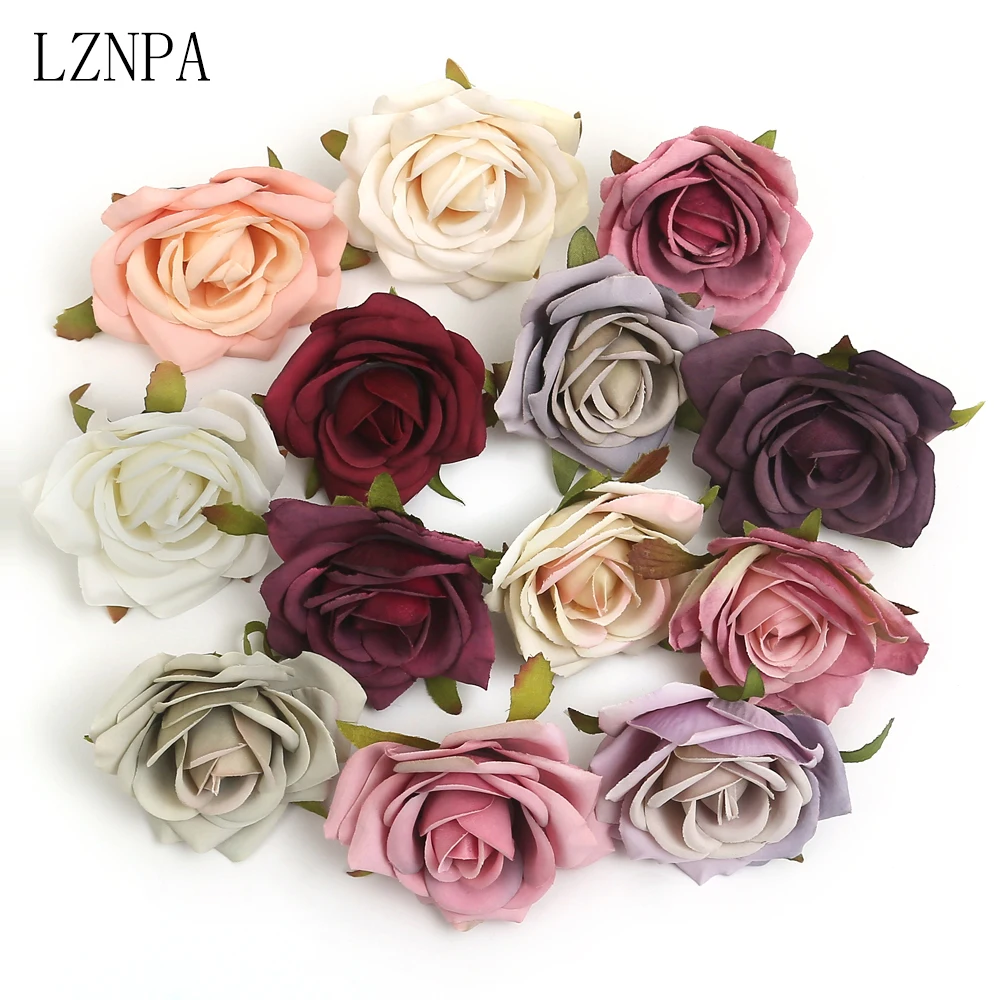

6cm Roses Artificial Flowers for Wedding Christmas Valentine's Day Decorative Silk Fake Flower Head Home Accessories Wholesale
