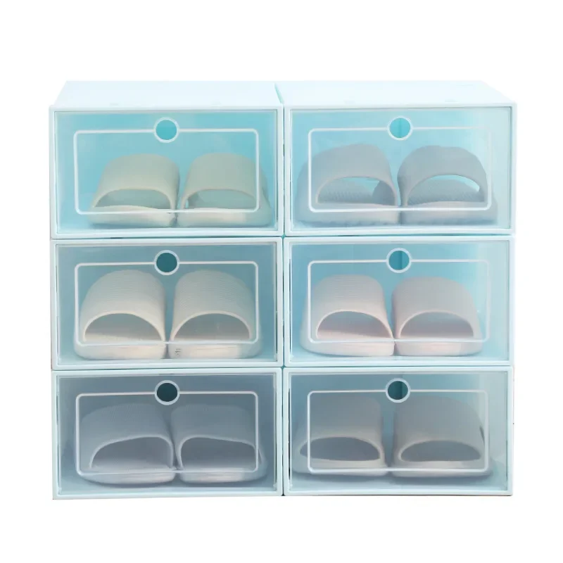 6Pcs Foldable Clear Shoes Storage Box Plastic Stackable Shoe Organizer Waterproof Dust Proof Shoes Stand Storage Organizer