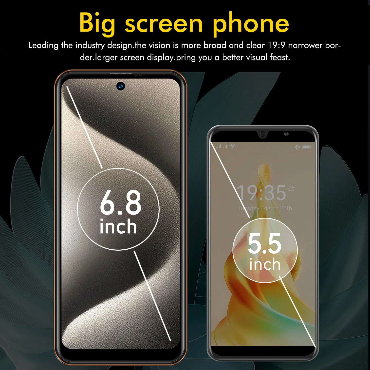 FUFFI-Q15 Pro,5G Smartphone Android,6.8in,8GB RAM,256GB ROM,Dual SIM,Mobile phones,Google Play Store,24+48MP,6800mAh,Cellphones 6