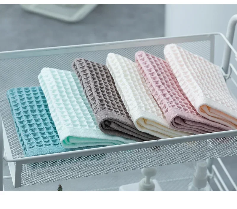34*74cm Cotton Adults Plaid Soft Face Care Bathroom Tools Solid Color Sport Waffle Hair Towel Face Towels Hand Towel