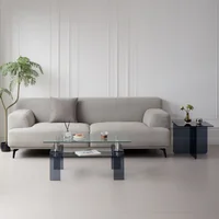 Table basse en verre trempé transparent avec pieds en verre gris pour votre salon. 6