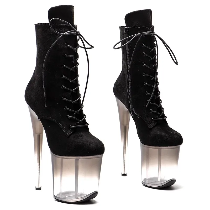 

New 20CM/8inches Suede Upper Modern Sexy Nightclub Pole Dance Shoes High Heel Platform Women's Ankle Boots 625