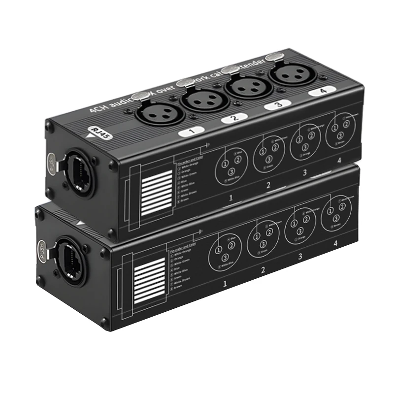 4 Channel 3 Pin Multi Network XLR Cable for Stage Sound Lighting and Recording Studio To RJ45 Ethercon Network Signal Extender