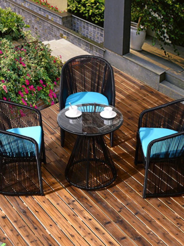 Outdoor tables, chairs, rattan weaving, dining room, balcony coffee table  five-piece - AliExpress