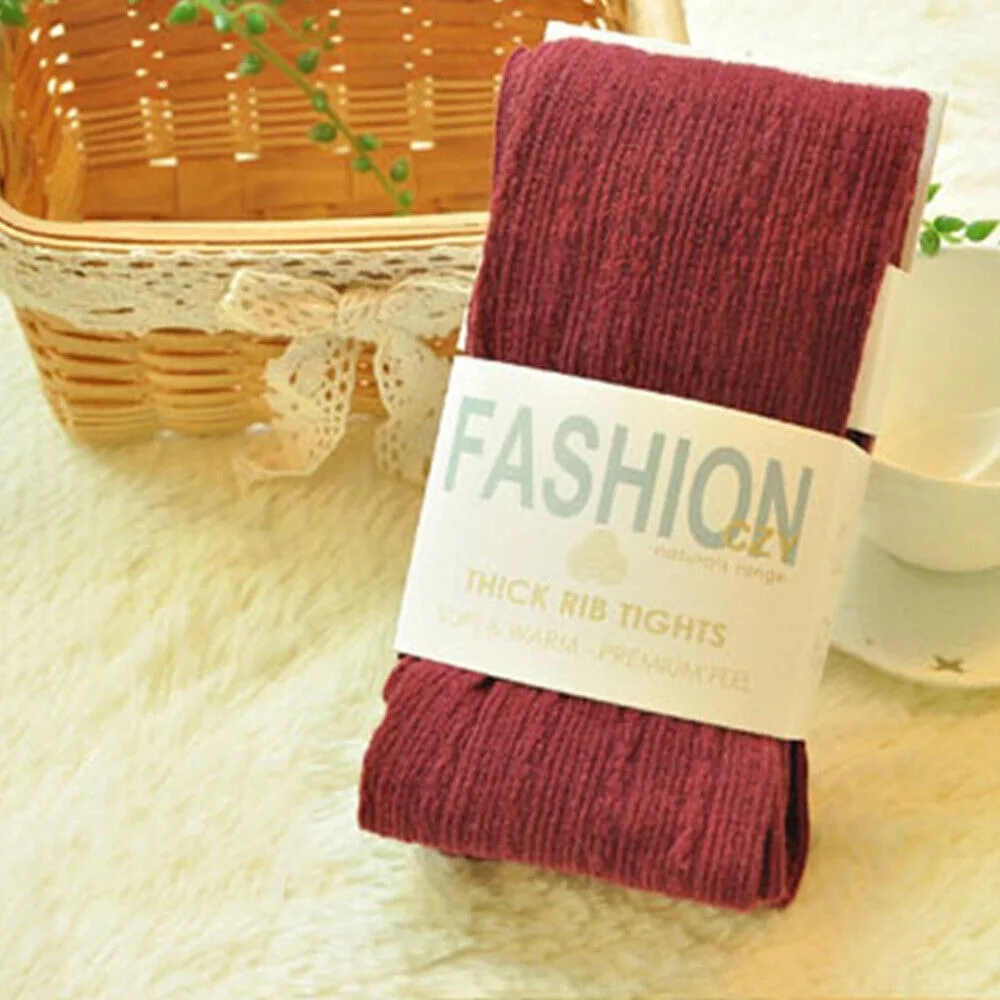 High Quality Warm Tights Woolen Yarn Knitted Footed Tights Pantyhose Women knit tights