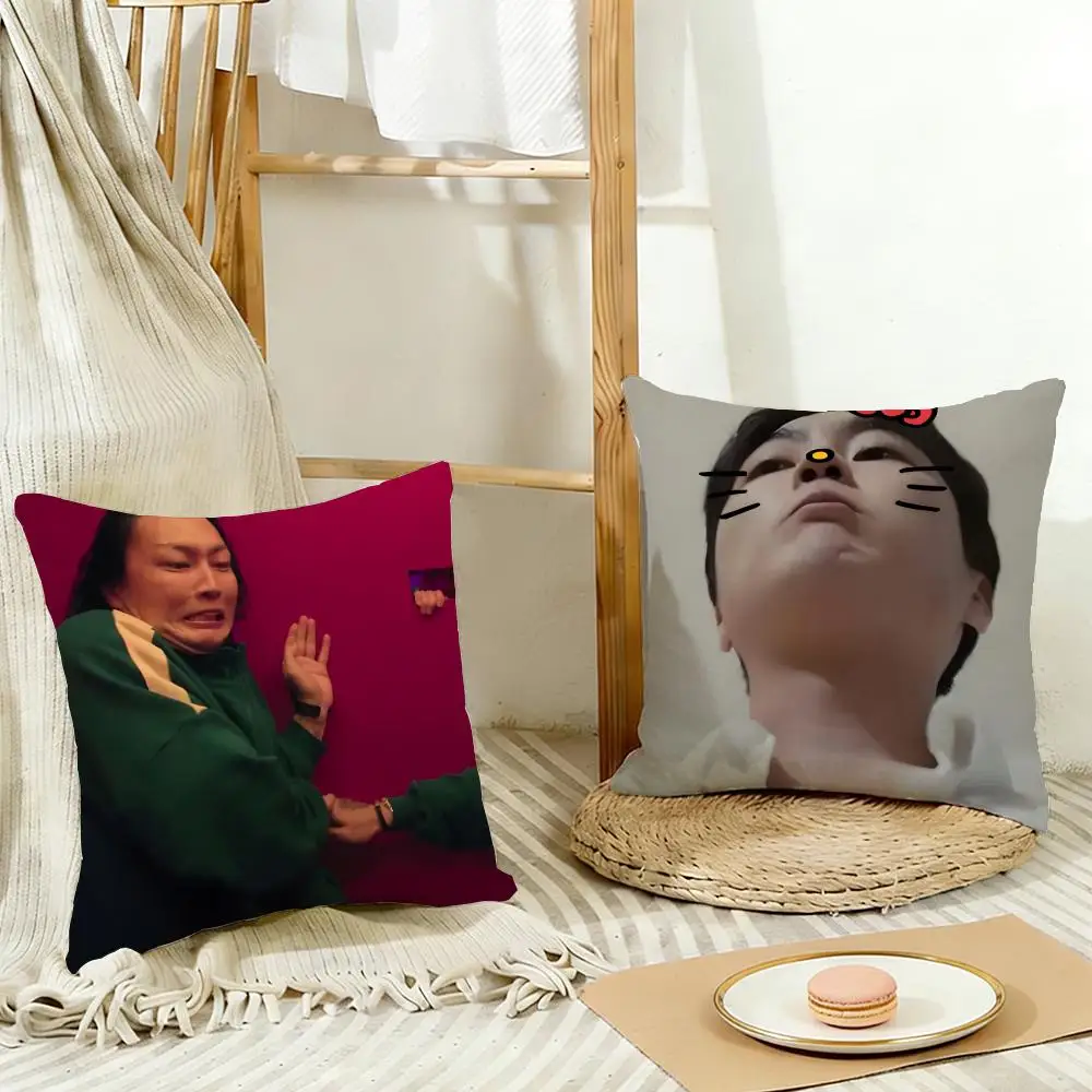인터넷 재미있는 R-Roh J-Jae W-Won M-Meme 쿠션 커버 세탁 가능한 린넨 베개 커버 일상용 소파 침대 홈 룸 장 소프트