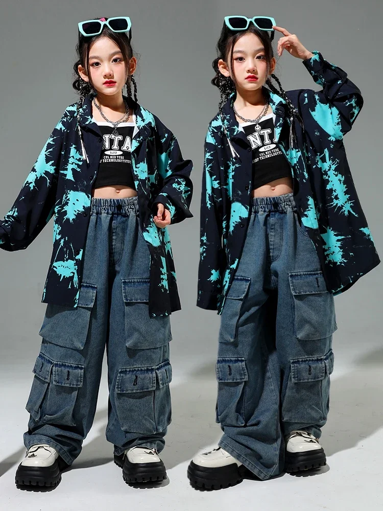 

Kids Loose Shirts Hiphop Pants Suit Girls Hip Hop Dance Performance Stage Wear Jazz Modern Dance Costumes