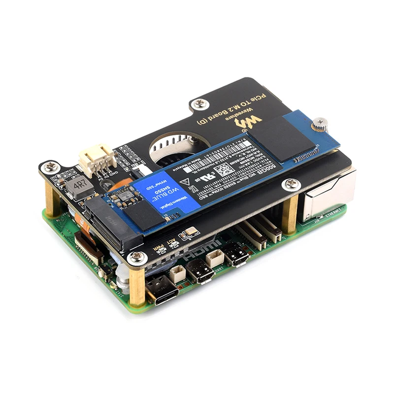 Raspberry Pi 5 PCIe To M.2 Adapter Board (D) NVMe M.2 SSD 2280 / 2260 / 2242 / 2230 Size Gen2 Gen3 Support for RPi 5 - 5
