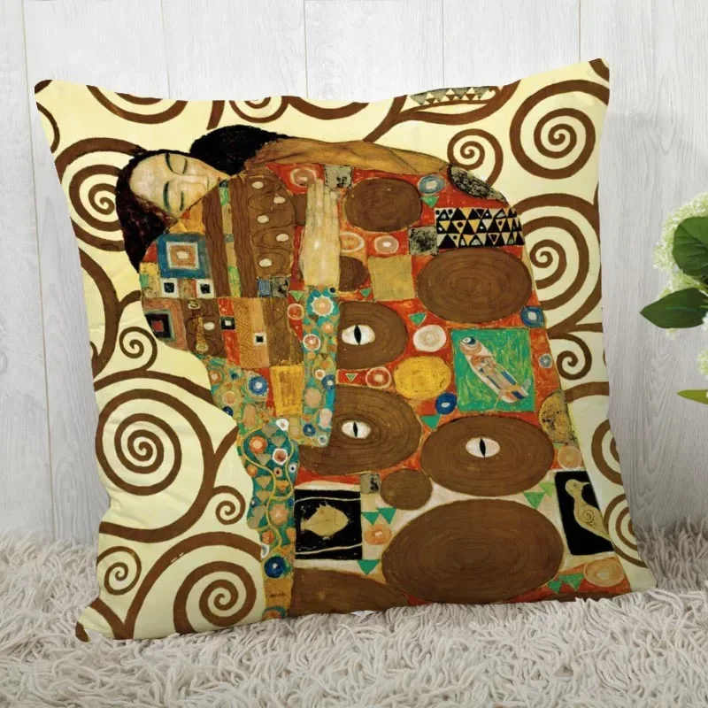 Elegant Gustav Klimt Art Satin Pillowcase - Home & Office Decor Cushion Cover 40x40cm