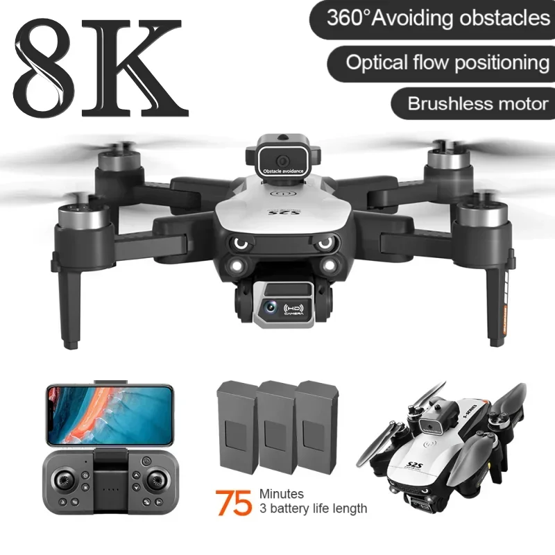 

S2S Mini Drone Obstacle Avoidance Brushless Foldable Quadcopter Flighting 25Min 4K Profesional 8K HD Camera RC Dron Kids Toys