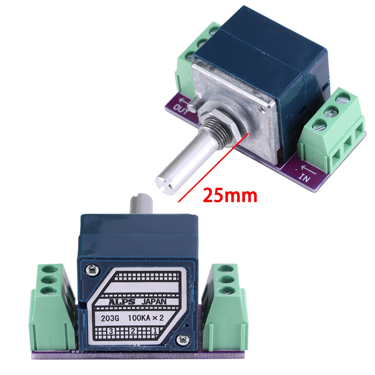 1PC Japan ALPS RK27 50KA 100KA 10KA 20KA 250KA Stereo Volume Potentiometer Attenuator For Hifi Audio AMP CD 6mm Round Shaft &plusmn;20%