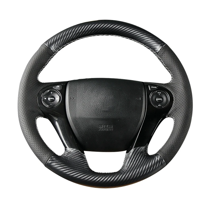 

GNUPME Artificial Leather Hand-stitched Black Car Steering Wheel Cover for Honda Accord Odyssey Crosstour