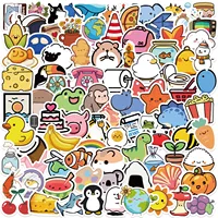 100pcs Cute Mini Animals Foods Cartoon Graffiti Stickers Phone Guitar Laptop Notebook Suitcase Cup Waterproof Sticker Kids Toy