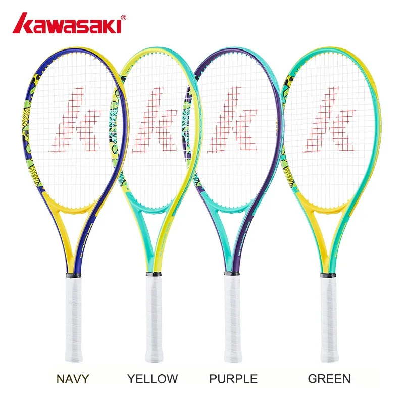 Kawasaki Tennis Racquet Shock Absorber-100 Carbon Fiber Oval Frame Mid-level Training Tennis Racket with Bag