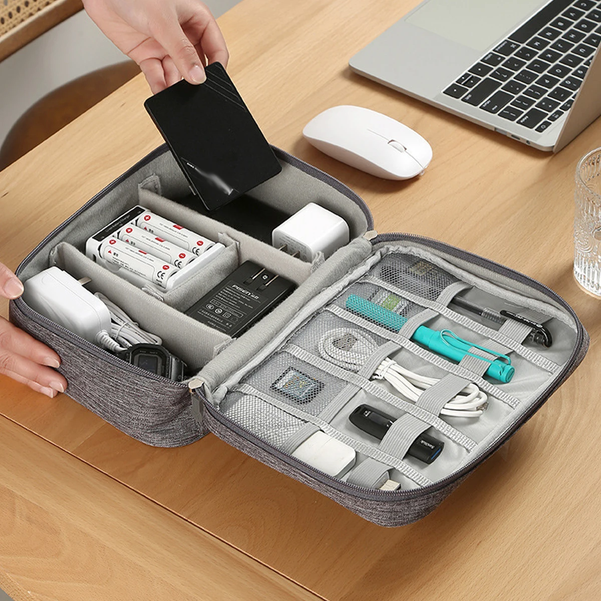 Cable Organizer Cable Storage Bag Electronics Storage Bag Cable Storage Bag Waterproof Digital Electronic Organizer Portable USB Data Line Charger Plug Storage Bag Travel Cable-tan